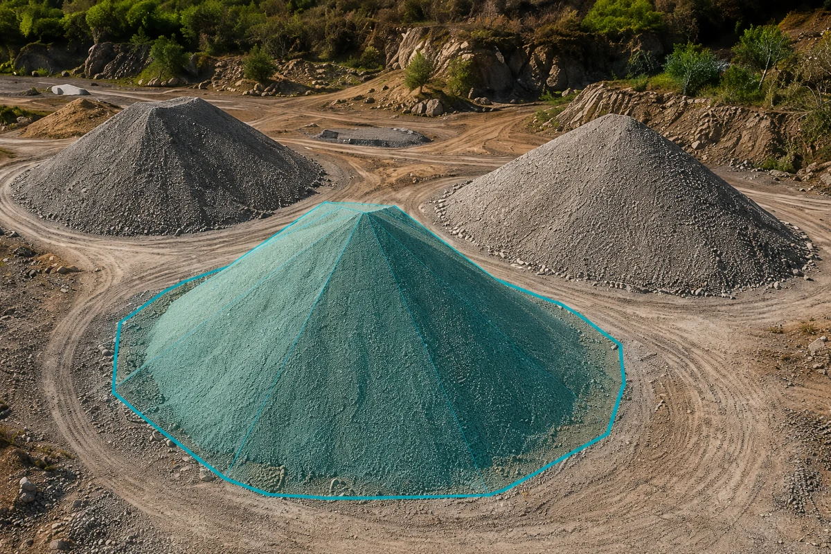 Cálculo de volumes de pilhas de minério e terraplenagem
